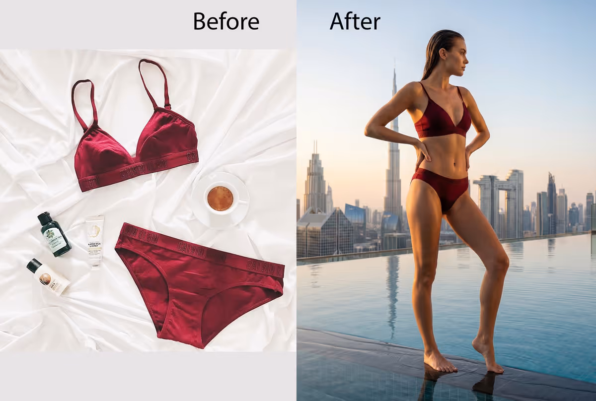 AI Lingerie and Female Undergarments Photoshoot - Virtual Model Generator